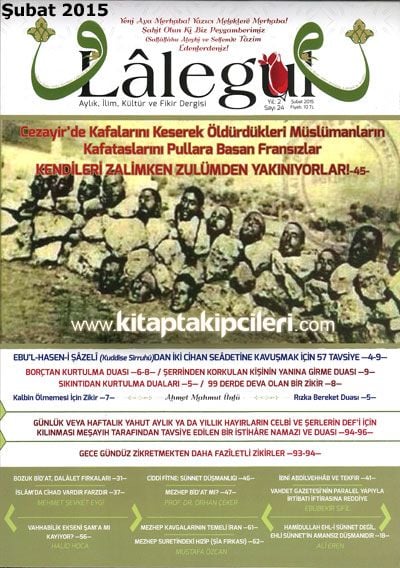 Lalegül Dergisi Şubat 2015 Sayısı, Günlük Haftalık Yada Aylıkİstihare Namazı, Borçtan ve Sıkıntıdan Kurtulma Duaları Cübbeli Hoca