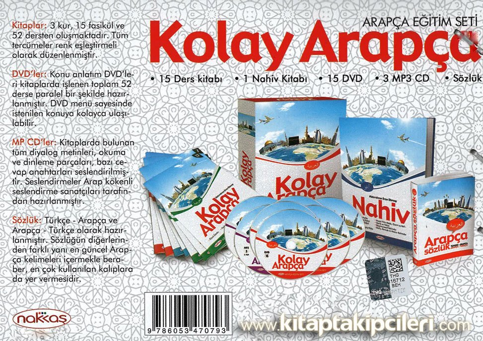 Arapça Eğitim Seti, Nakkaş Kolay Arapça Öğretimi, 15 DERS KİTABI, 1 Nahiv Kitabı, 15 DVD, 5 MP3 CD, Sözlük