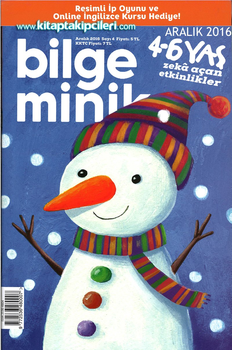 Bilge Minik Dergisi ARALIK 2016 Sayısı, 4 - 6 Yaş Zeka Açan Etkinlikler, Resimli İp Oyunu Ve Online İngilizce Kursu Hediye