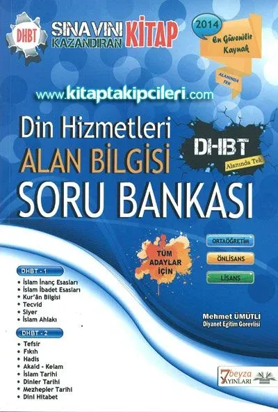Din Hizmetleri Alan Bilgisi DHBT Diyanet Soru Bankası Kitabı, Tüm Adaylar İçin, Mehmet Ümütli