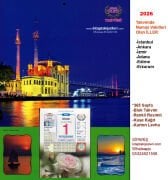 2026 ÜLKÜ Duvar Takvimi Vasıf 59. Yıl Yapraklı Renkli Resimli Kuşe Kağıt İstanbul Ankara İzmir Adana Edirne Erzurum Namaz Vakitli