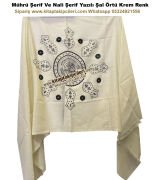 Mührü Şerif Ve Nali Şerif Dua Yazılı Şal Örtü Yeşil, Beyaz, Siyah, Krem Renk Seçenekli