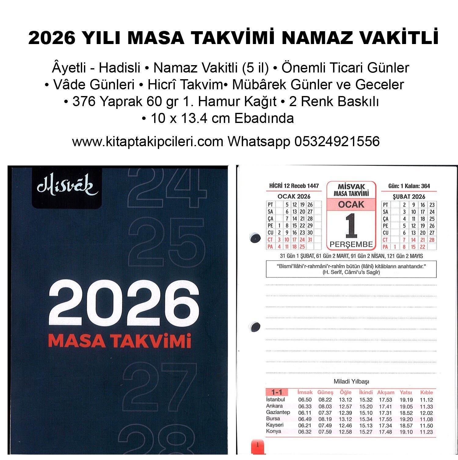 2026 Yılı Misvak Masa Takvimi İstanbul, Ankara, İzmir, Konya, Gaziantep Namaz Vakitleri