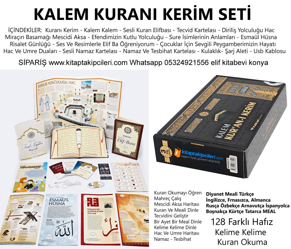 Orta Boy Kalem Kuran Seti, Kuranı Kerim ve Okuyan Kalemi, 128 Farklı Hafız, 11 Farklı Dilde Meal, Kelime Kelime Okuma Özelliği