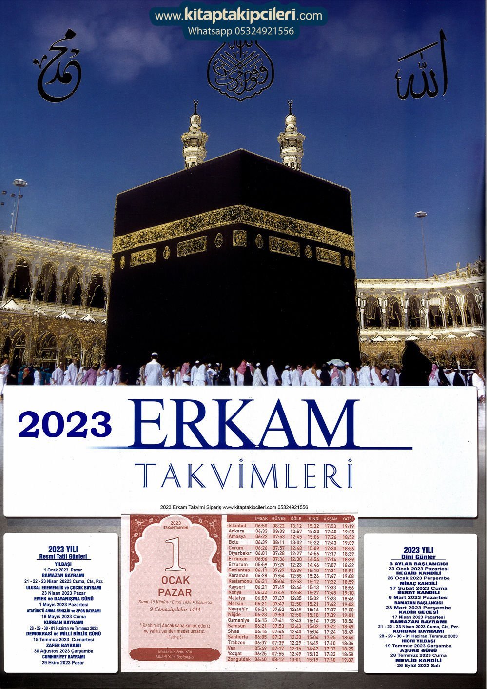 2024 Yılı Erkam Takvimi Yapraklı Duvar Takvimi Namaz Vakitleri Diyanet Uyumlu Nevşehir