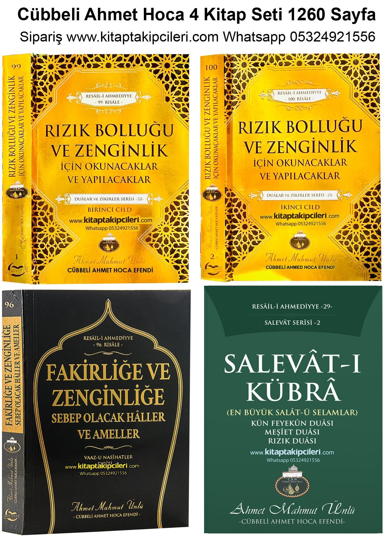 Cübbeli Ahmet Hoca 4 Kitap Seti, Rızık Bolluğu, Fakirlik Ve Zenginlik, Salavatı Kübra Rızık Duası 4 Kitap 1260 Sayfa