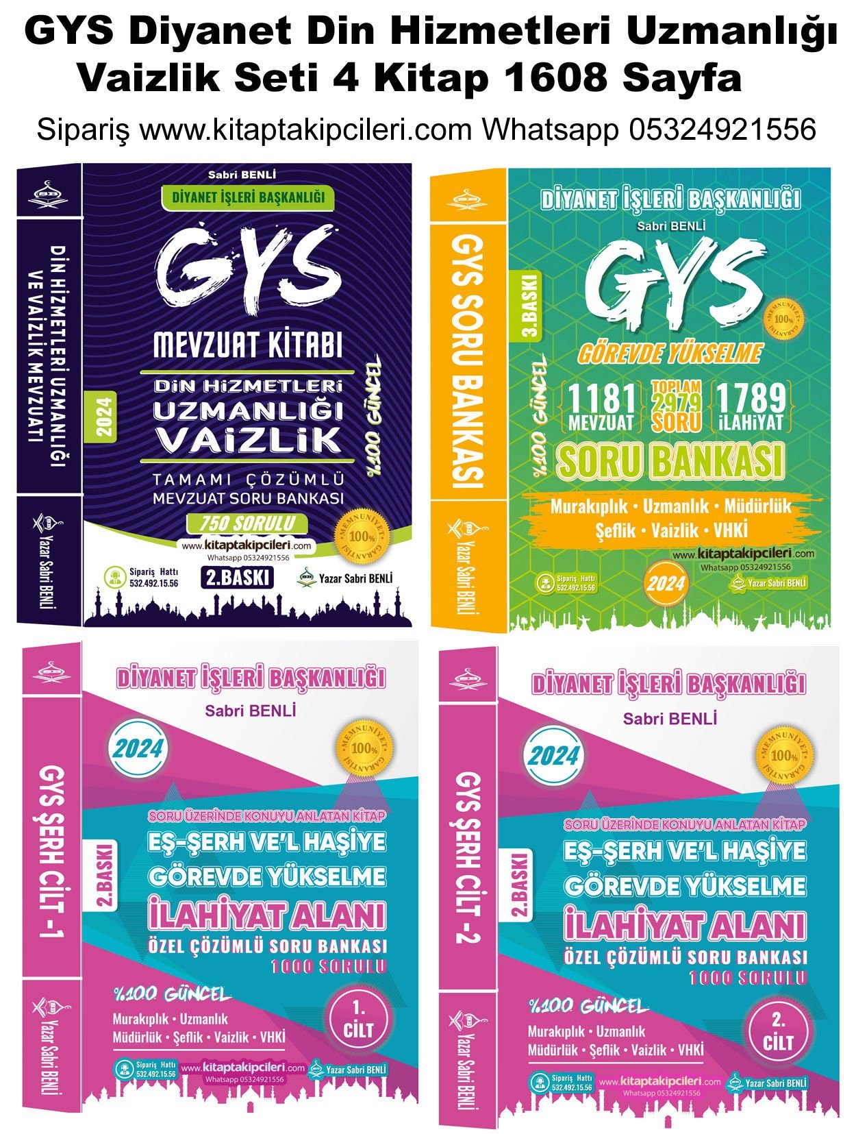2024 Diyanet GYS Vaizlik Ve Vaizelik Sınavı Kitap Seti, Mevzuat, Alan Bilgisi, Çıkmış Sorular, Mevzuat Ve Alan Bilgisi Tamamı Çözümlüdür %100 Güncel 4 Kitap Toplam 1608 Sayfa