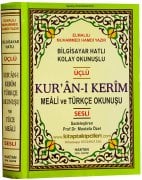 Üçlü Kuranı Kerim Meali Ve Türkçe Okunuşu Ve Arapça, Cami Boy 25x35 cm Ebat Bilgisayar Hatlı Kolay Okunuşlu, Sesli, Karekodlu, Elmalılı Hamdi Yazır, Mustafa Özel