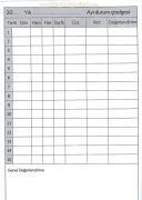 Hafızlık Not Defteri, Günlük/Aylık Öğrenci Takip Çizelgesi