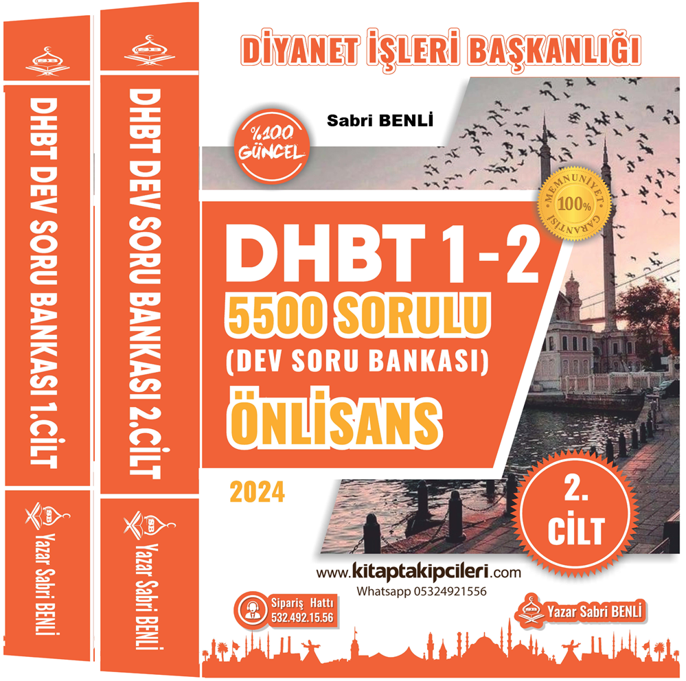 ÖNLİSANS DHBT Dev Soru Bankası Sabri Benli, 5500 Sorulu Din Hizmetleri Alan Bilgisi Testi %100 Güncel 2 Cilt 900 Sayfa