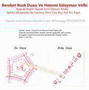 Bereket Rızık Duası Ve Hatemi Süleyman Vefki, Kaynak İmamı Gazali Sırrıl Masum Kitabı, Safran Mürekkebi İle Yazılmış Mini Cep Boy 4x4 Pvc Kaplı
