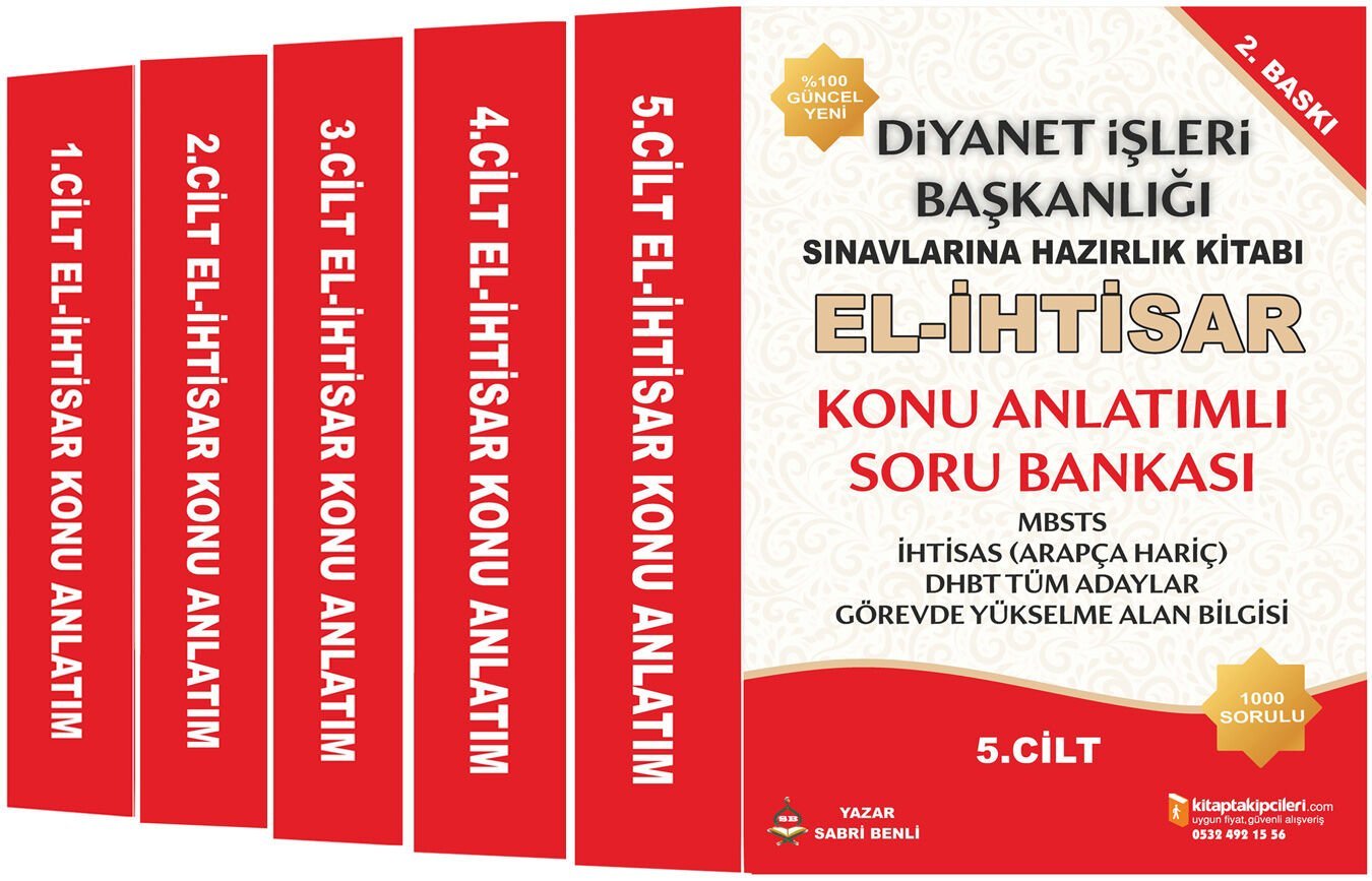 2026 EL İHTİSAR Diyanet İşleri Başkanlığı Sınavları Konu Anlatımlı Soru Bankası, Mbsts, İhtisas (Arapça Hariç), Gys Alan Bilgisi, Dhbt Lisans, Diyanet Uzman Yardımcılığı, Vaizlik, İlçe Müftülüğü, 1.000 Sorulu, Sabri Benli, Toplam 2.634 Sayfa