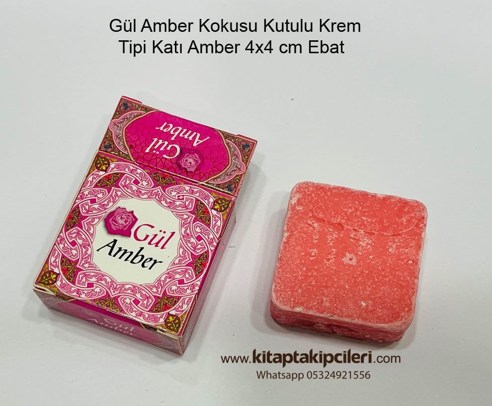 Gül Amber Kokusu Kutulu Krem Tipi Katı Amber 4x4 cm Ebat