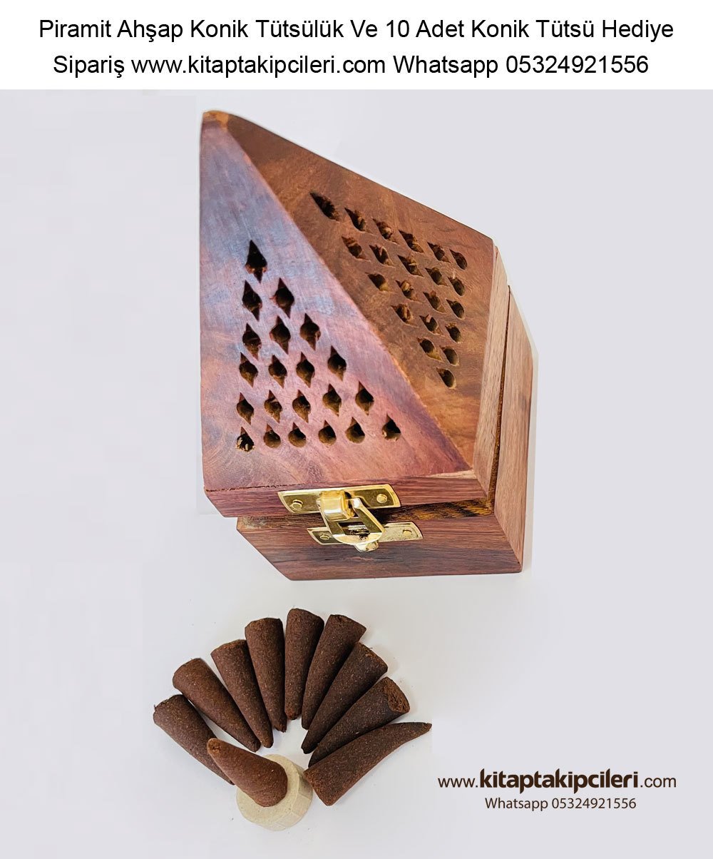Tütsülük Piramit Ahşap Ve 10 Adet Konik Tütsü Hediye