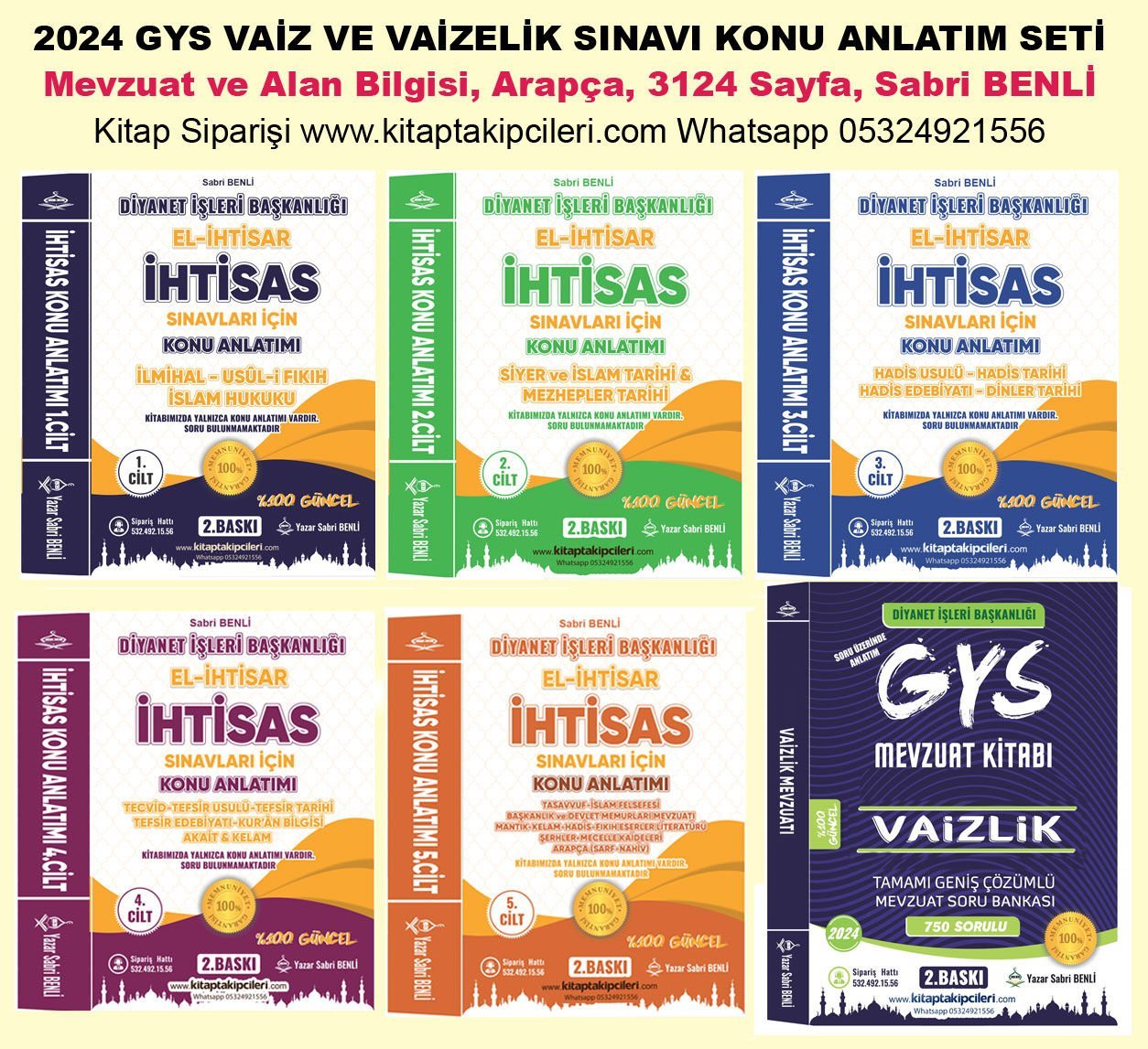 2025 Gys Vaiz ve Vaizelik Konu Anlatım Seti, Diyanet İşleri Başkanlığı Alan Bilgisi Konu Anlatımı, Mevzuat Soru Üzerinde Anlatım, Mevzuat ve Alan Bilgisi, Arapça, Sabri BENLİ 3124 Sayfa