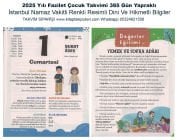 2025 Yılı Fazilet Çocuk Takvimi 365 Gün Yapraklı İstanbul Namaz Vakitli Renkli Resimli Dini Ve Hikmetli Bilgiler