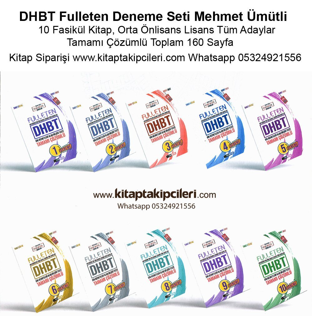 DHBT Fulleten Deneme Seti Mehmet Ümütli Tamamı Çözümlü 10 Fasikül Kitap, Orta Önlisans Lisans Tüm Adaylar, Toplam 160 Sayfa
