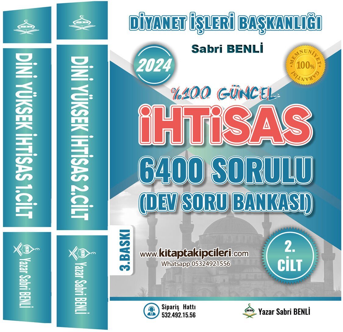 2024 İhtisas Diyanet Sabri Benli, 6350 Sorulu Dev Soru Bankası Konu Testleri, İlçe Müftülüğü, Müfettiş Yardımcılığı, Din İşleri Uzman Yardımcılığı, İl Müftü Yardımcılığı, İlahiyat Alanı, Başkanlık, Vaiz Ve Vaizelik Sınavı 2 Kitap 942 Sayfa