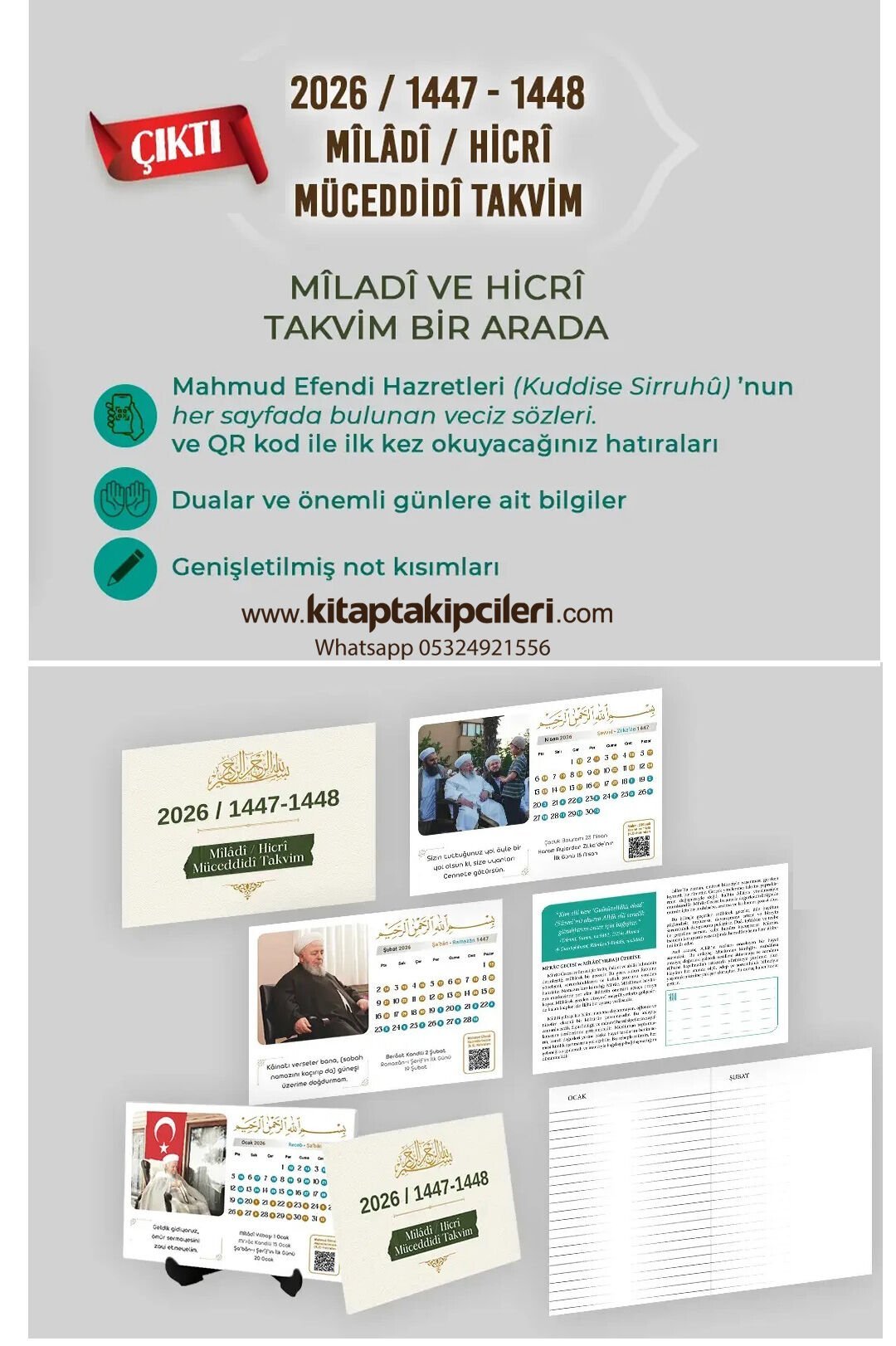 2026 Miladi Ve Hicri Takvim Müceddidi Masaüstü Ayaklı Masa Takvimi Mahmut Efendi Cübbeli Ahmet Hoca