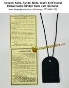 Cevşeni Kebir, Ashabı Bedir, Yasini Şerif Suresi, Esmai Hüsna İsimleri Yazılı Muska Deri Tipi Kolye