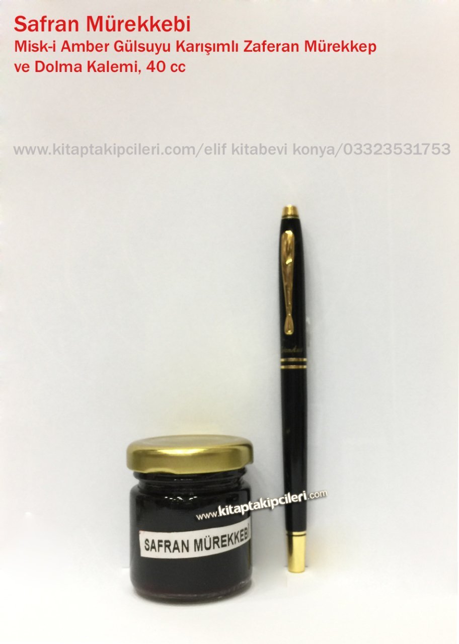Safran Mürekkebi, Miski Amber Gülsuyu Karışımlı Zaferan Mürekkep ve Dolma Kalemi, 40 cc